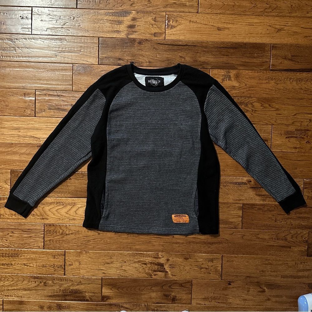 Vintage Brooklyn Standard Bushwick Long Sleeve Gray Black Workwear Grunge Shirt